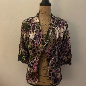 Purple multicolor leopard animal print blazer